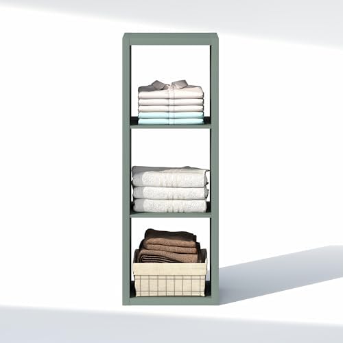 Furinno Cubic Extra Thick 3-Cube Closet Organizers and Storage, Sage Green