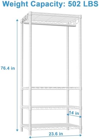 Ulif H4 Mini Portable Closet, 4 Tiers Freestanding Clothing Garment Rack for ...