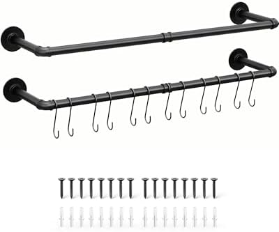 OROPY 38.4" Industrial Pipe Clothes Rack Wall Mounted, Heavy Duty, 2 Pack