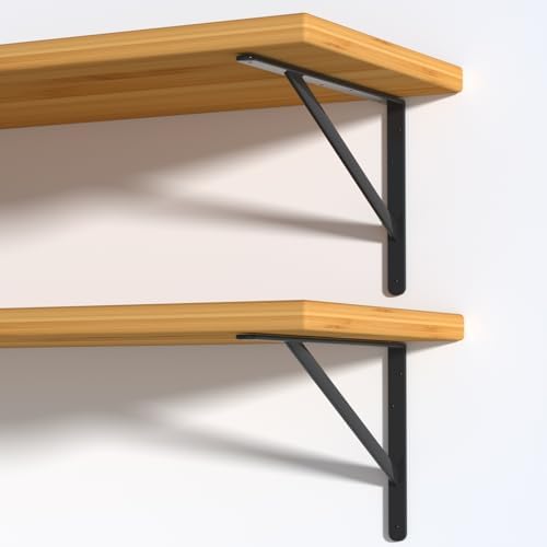 20 Pack L12 x H 8" Black Heavy Duty Shelf Brackets with Screws Metal She...