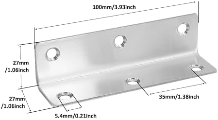 20 Pack 4" Silver Heavy Duty Shelf Brackets, 100mm Length Braces