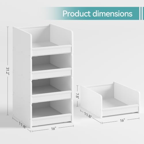 FOUCSSOMEI Closet Storage Organizer with Wood Frame & Fabric Shelves