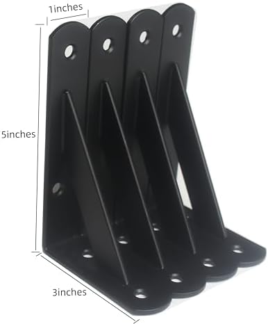 24 Pack L5 x H 3" Black Heavy Duty Shelf Brackets with Screws Metal Shel...
