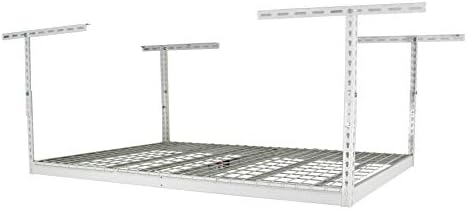 SafeRacks 4x6 Overhead Garage Storage Rack, White, 12"-21" Height