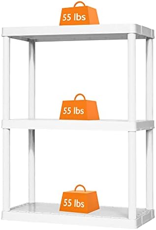 Gracious Living 3 Shelf Fixed Height Solid Light Duty Unit, White, 2 Pack