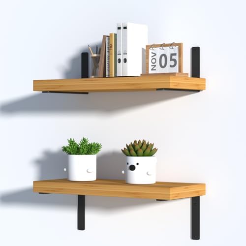 12 Pack - L 6" x H 4" x W1.5, 5mm Thick Black L Shelf Bracket, Iron...