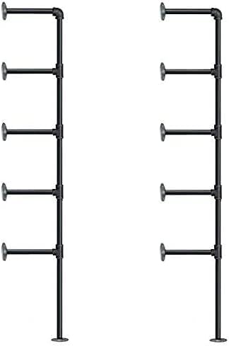 (77"Tall,14"Deep,2pcs) Industrial Retro Wall Mount Iron Pipe Shelf,...