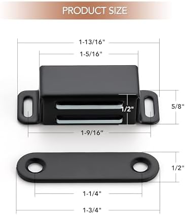 Ravinte Matte Black Magnetic Door Catch, Black Cabinet Magnets 24 Pack