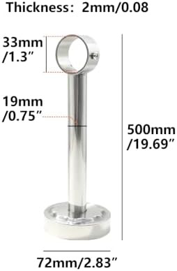 2 Pack Ceiling Mount Bracket, Stainless Steel Wardrobe Pipe Bracket Rod Holde...