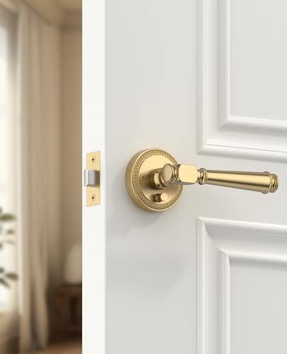 Amerdeco 6 Pack Champagne Bronze Privacy Interior Door Handles