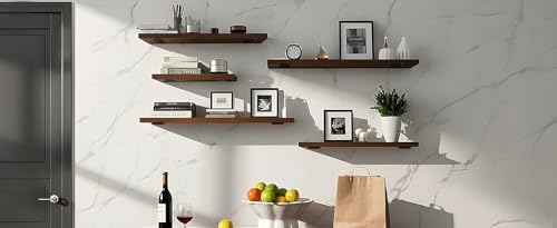 12 Pack - 5 inch Black Hidden L Shelf Bracket (1/5 Inch Thicked) Iron Floatin...