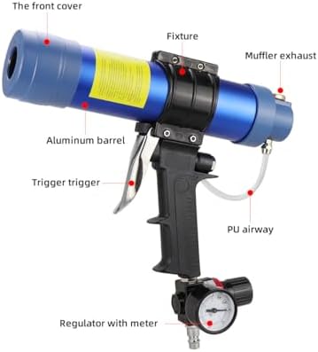 Air Sealant Gun 10 oz/310 ml,Pneumatic Caulking Gun,Silicon Sealant Nozzle Gl...