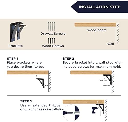 Rustic Red Door Co. Heavy Duty Fireplace Steel Mantel Brackets - Countertop S...