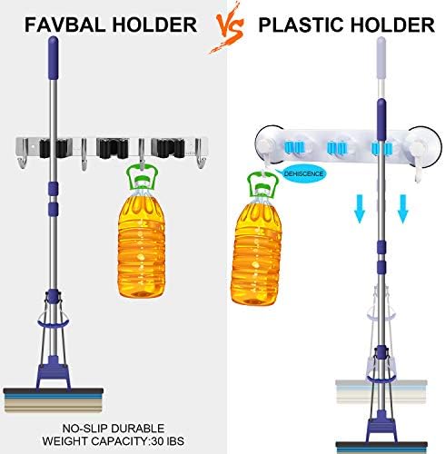 Broom Hanger Wall Mounted, 2PCS Mop and Broom Holder Wall Mount Garage Organi...