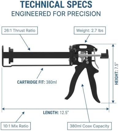 226 Series Heavy Duty Caulking Gun – 13oz Cartridge Dispenser I 26:1 Thurst
