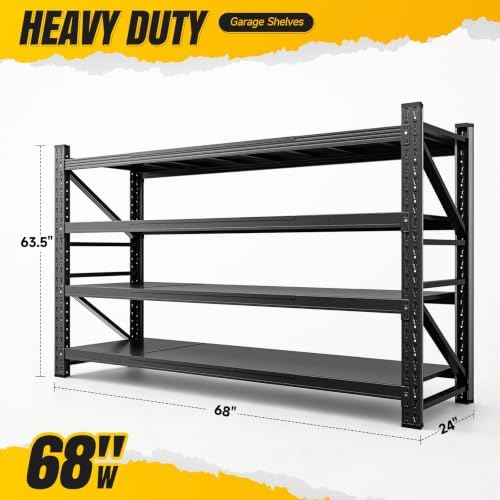 MIIIKO 68" W Garage Storage Shelving Unit,8000LBS Heavy Duty Metal Garag...