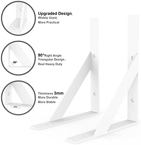 SOGAL White Shelf Brackets 8 x 10 Inch Heavy Duty L Bracket 4Pack