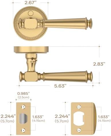 Amerdeco 6 Pack Champagne Bronze Privacy Interior Door Handles
