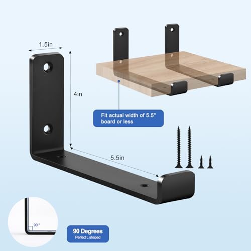 12 Pack - 5.5" L x 4" H x 1.5" W J Lip Shelf Brackets Rustic F...