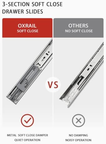 Soft Close Drawer Slides 22 Inch Side Mount 1 Pair, Heavy Duty Drawer Slides ...
