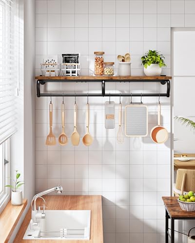 CHOEZON Wall Mounted Clothes Rack, Metal Garment Rack with Top Shelf, Laundry...