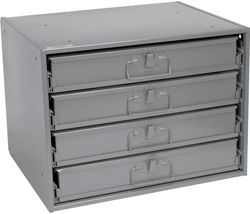 Global Industrial Durham Steel Compartment Box Rack with Four Adjustable Divi...
