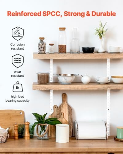 VEVOR Shelf Pilaster, 60-inch 5 Pack, Dual Track Upright Wall Shelving System...