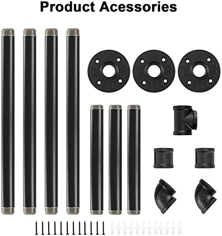 Industrial Iron Pipe Clothes Hanging Bar DIY Wall-Mounted Garment Rack Heavy ...