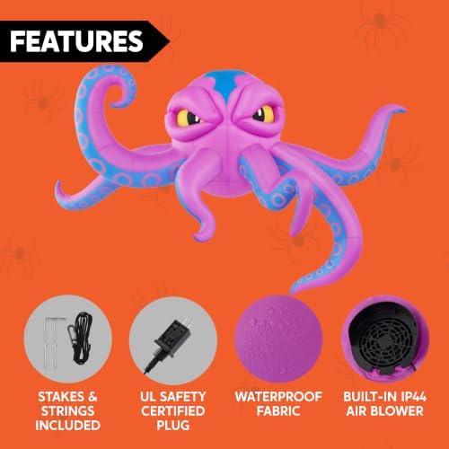 JOYIN 10FT Long Halloween Inflatable Rooftop Octopus Decoration with Built-in...
