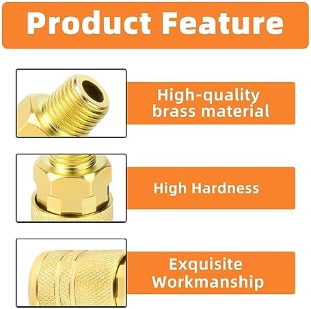 GASHER 12PCS 1/4-Inch Male Industrial Coupler,1/4 Inch NPT Male Threads Size,...