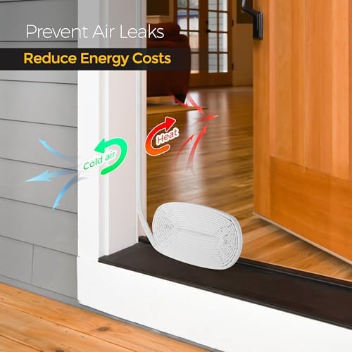 Ravinte Weather Stripping Door Seal, Q-Shaped Kerf Foam Strip, 50 FT, White