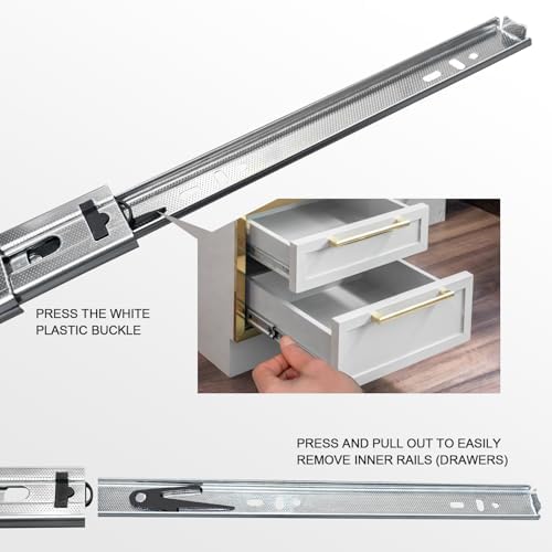22 inch Drawer Slides 4 Pairs (8pcs) Full Extension Ball Bearing Drawer Slide...