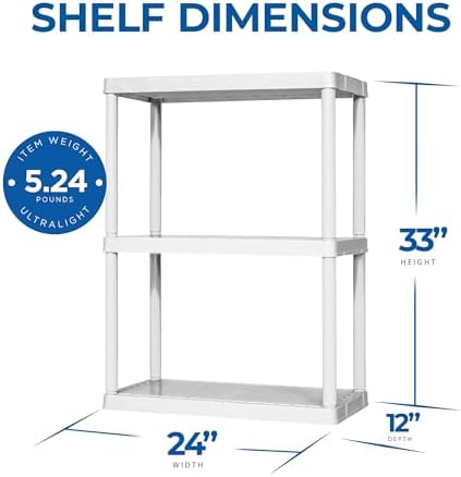 Gracious Living 3 Shelf Fixed Height Solid Light Duty Unit, White, 2 Pack