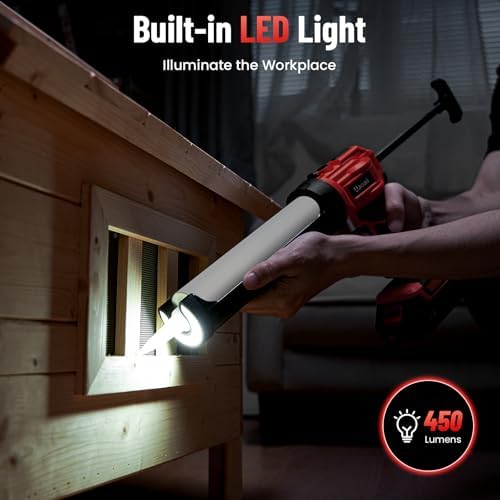 Electric Caulking Gun, Cordless Caulk Gun with 2x 2.0Ah Batteries