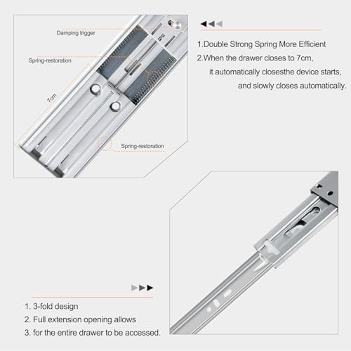 16 inch Soft Close Drawer Slides 4 Pairs Ball Bearing Full Extension Cabinet ...