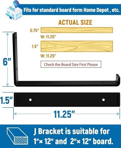 LEOPO 12 inch Shelf Brackets 12-Pack, 1/5" Thick Floating Shelf Bracket