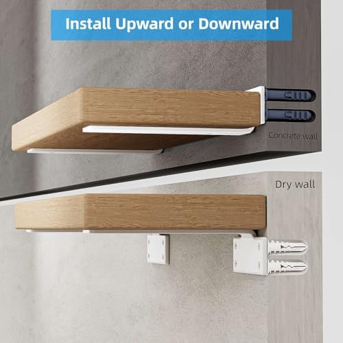 Shelf Brackets, Heavy Duty Floating Shelf Brackets 12-Inch Long, 6-Pack Brack...