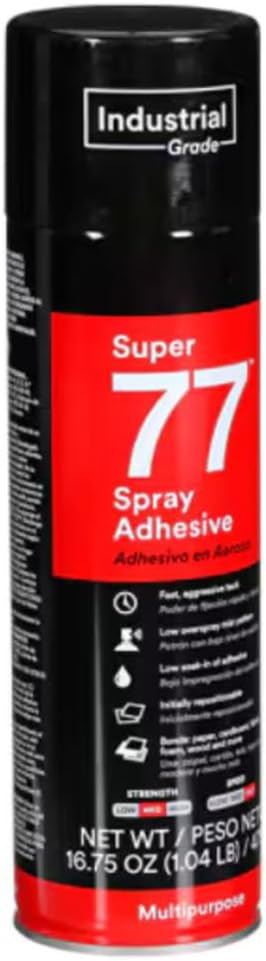 3M Industrial 021200-21210 Clear Super 77 Multi-Purpose Spray Adhesive, 16.75...