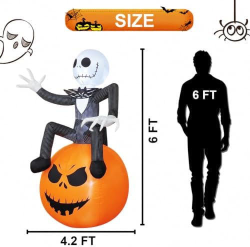 6 Ft Inflatable Halloween Yard Decorations - Outdoor Blow Up Yard Pumpkin Dec...