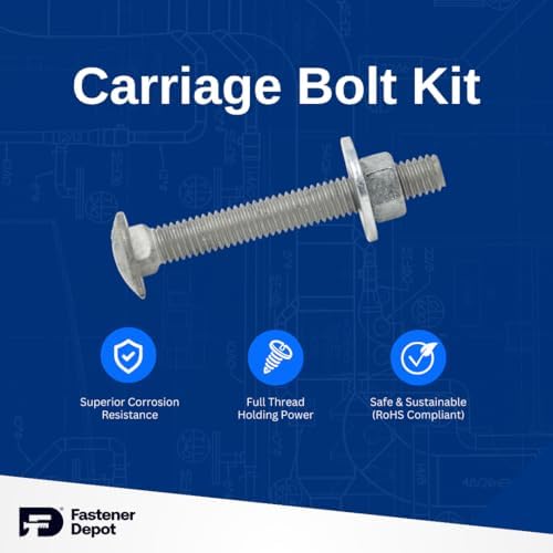 3/8"-16 x 6 (25 Sets) Hot Dipped Galvanized Carriage Bolt Kit for Exteri...