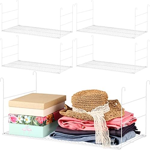 Amylove 4 Pieces 24 Inch Hanging Closet Shelves White Wire Hanging Shelf Univ...