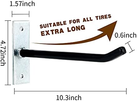 Sinoer 10 Inch Wall Mount Steel Tire Hooks,4 Pack Black