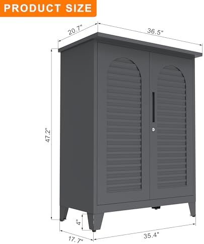 RYH 47.2” Tall Metal Outdoor Storage Cabinet(47.2" H × 35.4" W ×17....
