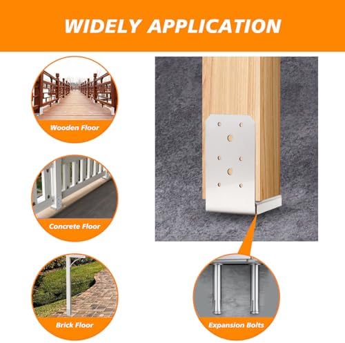 4x4 Post Base, 4Pcs Stainless Steel Adjustable Post Anchors Bracket