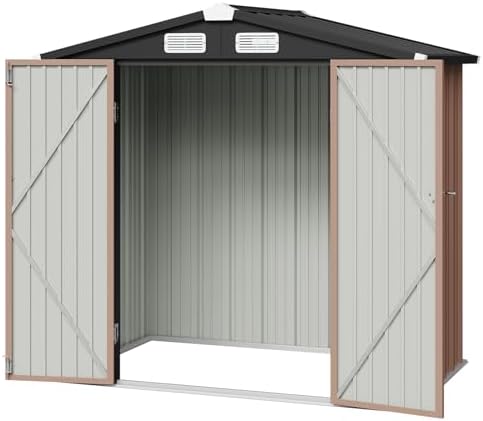 Aoxun 6x4 FT Outdoor Storage Shed, Brown
