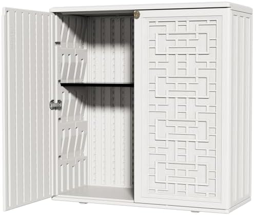ZZM HDPE Outdoor Storage Shed, Outdoor Plastic Storage Cabinet, Horizontal Re...