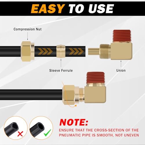 5PCS Brass DOT 5/8" Tube x 1/2" NPT Nylon Tubing 90 Degree Elbow
