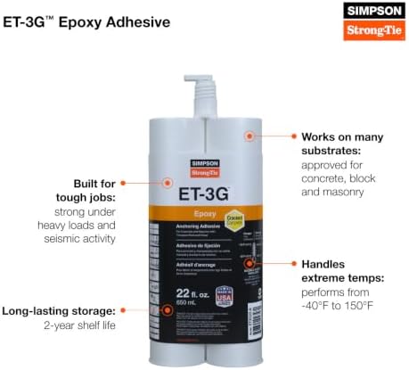 Simpson Strong-Tie ET3G22-N ET-3G 22 oz. Epoxy Adhesive Cartridge w/Nozzle an...