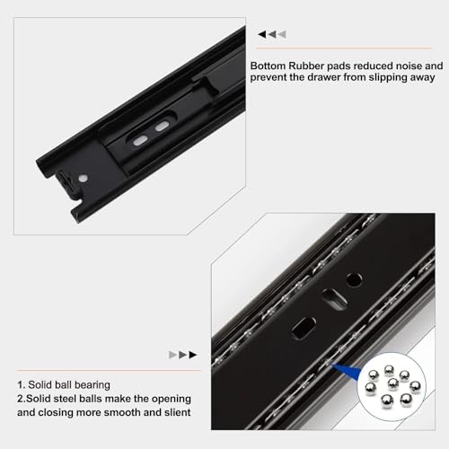 16 inch Drawer Slides 6 Pairs (12pcs) Full Extension Ball Bearing Drawer Slid...