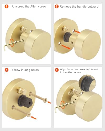 Haidms Brushed Gold Door Knob Interior Privacy Door Knobs 6 Pack